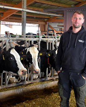 Young German dairy farmer secures income from milk, beef and manure